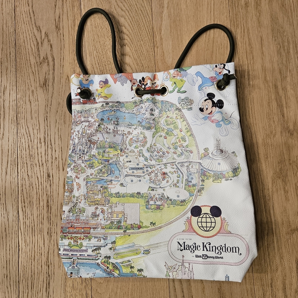 Disney Magic Kingdom 50th Anniversary Park Map Tote Drawstring Backpack